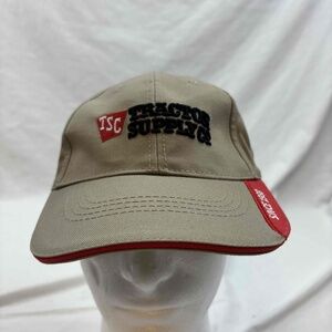 Tractor Supply Co Baseball Cap Khaki Red Black Logo Adjustable Cotton